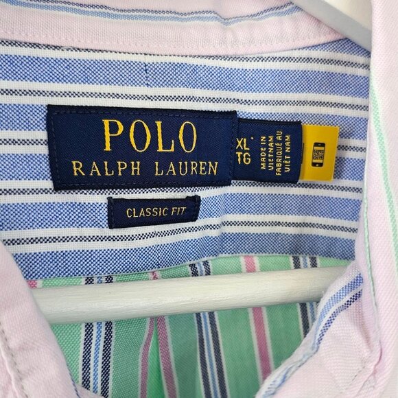 Polo Ralph Lauren Mens Classic Fit,Color Block, Stripe, Button Down SS, Size XL - Picture 4 of 7